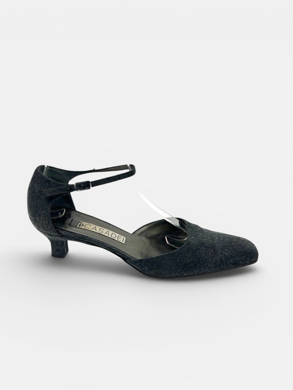 CASADEI Italy Gray Mary Jane Kitten Heels Shoes US 6,5